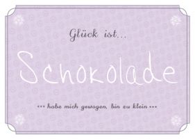 Postkarte Schokolade, Postkarte Glück, Glückspostkarte